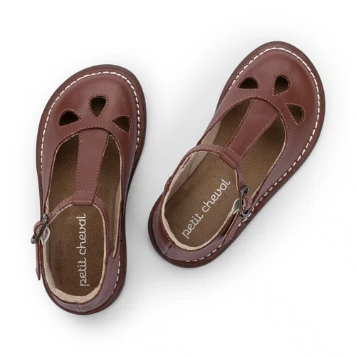 Sapato Doll Teen Couro Cuia Marrom Petit Cheval