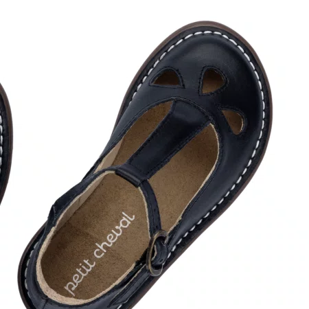 Sapato Doll Teen Couro Noir Preto Petit Cheval