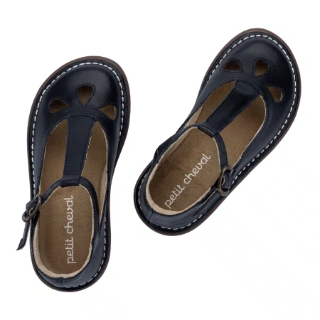 Sapato Doll Teen Couro Noir Preto Petit Cheval