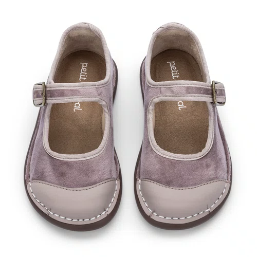 Sapato Espadrille Couro Veludo Rosê Petit Cheval