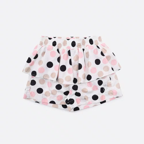 Short Algodão Estampa Poá Babado Colorido Pituchinhus