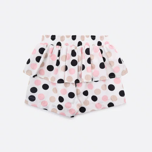Short Algodão Estampa Poá Babado Colorido Pituchinhus