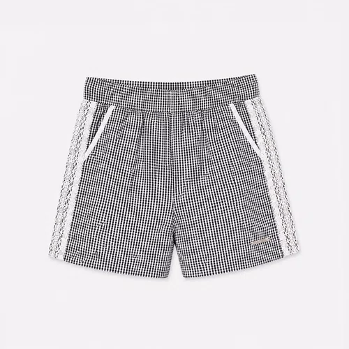 Short Algodão Xadrez Renda Bordados Pituchinhus