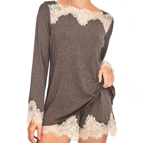 Short Doll Manga Longa Mescla Renda Revedenfant