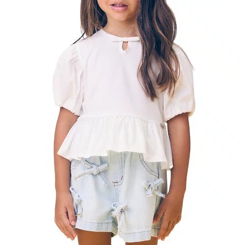 Short Jeans Com Laços Delave Claro Momi