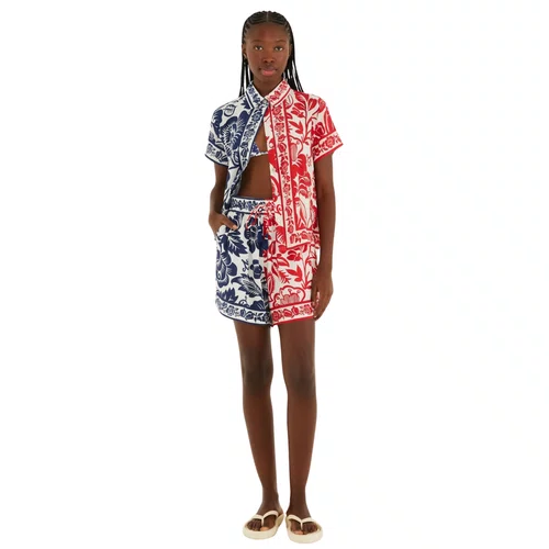 Short Noite de Passaro Navy Vermelho Farm