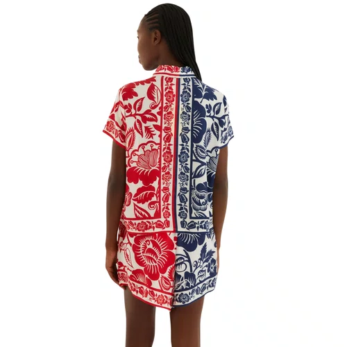 Short Noite de Passaro Navy Vermelho Farm