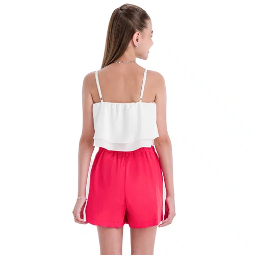 Short Saia Franzidos Vermelho Vanilla