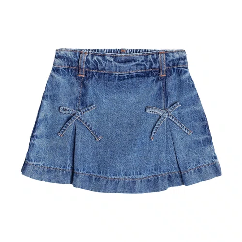 Short Saia Jeans Lacinhos Azul Escuro Momi
