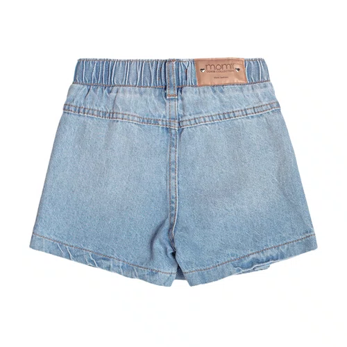Short Saia Jeans Pregas Claro Momi