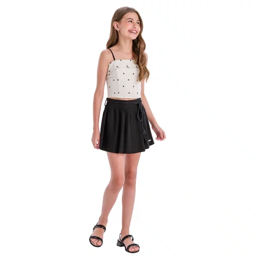 Short Saia Linho Preto Vanilla