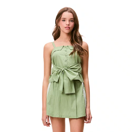 Short Saia Listras Verde e Branco Authoria