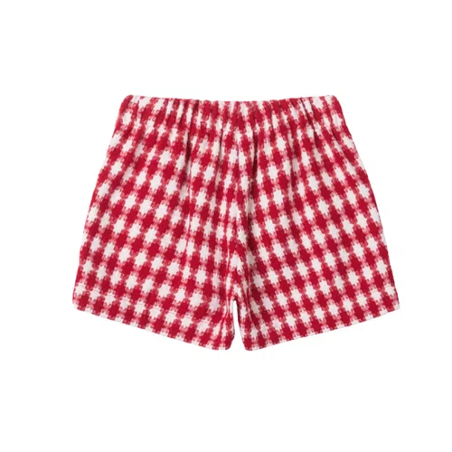 Short Saia Tweed Xadrez Vermelho e Off Anime