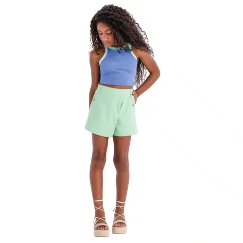 Short Saia Verde Agua Rodadinho Vanilla Cream