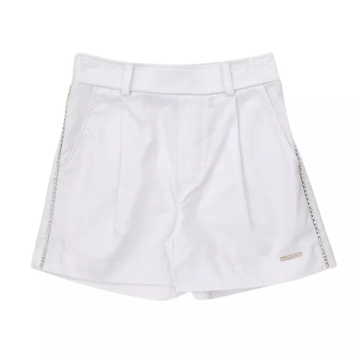Short Sarja Alfaiataria Pregas Cristal Branco Pituchinhus