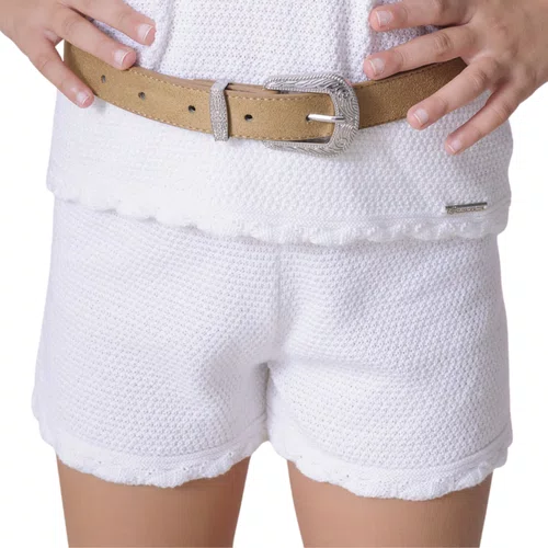 Short Tricot Ponto Rendado Floral Pituchinhus