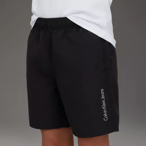 Shorts Elástico Liso Preto Logo Calvin Klein
