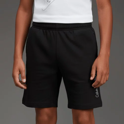Shorts Elástico Liso Preto Logo Calvin Klein