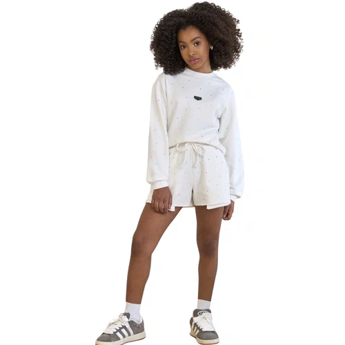 Shorts Moletinho Branco Cristais Vanilla Cream