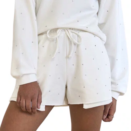 Shorts Moletinho Branco Cristais Vanilla Cream