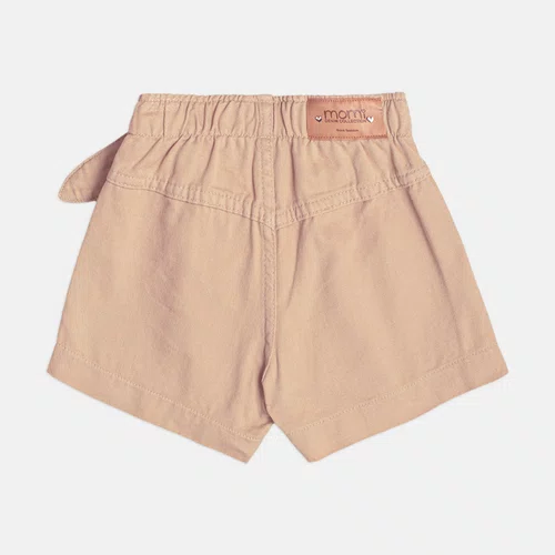 Shorts Saia Sarja com Laço Bege Momi