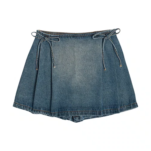 Shorts Saia Jeans com Laços Authoria