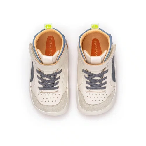 Tenis Abotinado Couro Landy Tapioca Blue Orange Tip Toey Joey