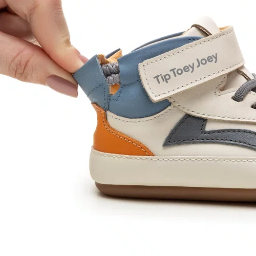 Tenis Abotinado Couro Landy Tapioca Blue Orange Tip Toey Joey