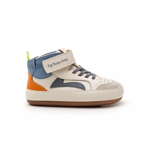 Tenis Abotinado Couro Landy Tapioca Blue Orange Tip Toey Joey