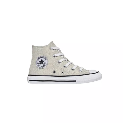 Tênis Cano Alto Kids Chuck Taylor Prata e Branco All Star