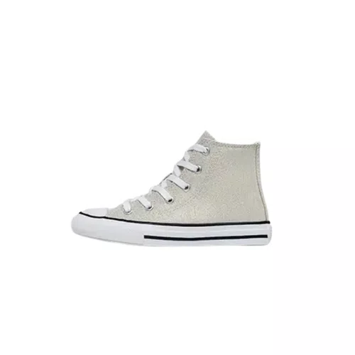 Tênis Cano Alto Kids Chuck Taylor Prata e Branco All Star