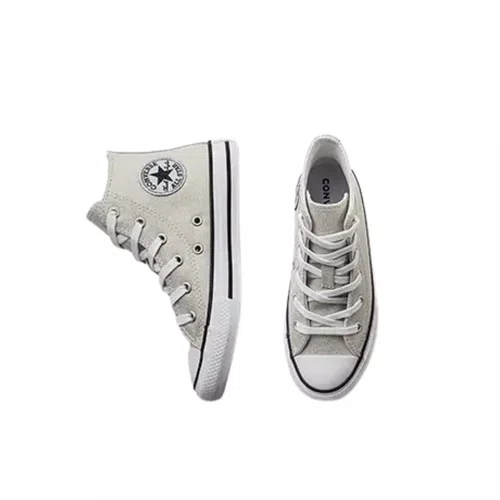 Tênis Cano Alto Kids Chuck Taylor Prata e Branco All Star
