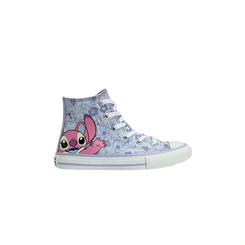 Tenis Cano Alto Lilas Stitch e Angel All Star