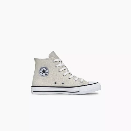 Tênis Cano Alto Teen Chuck Taylor Prata e Branco All Star