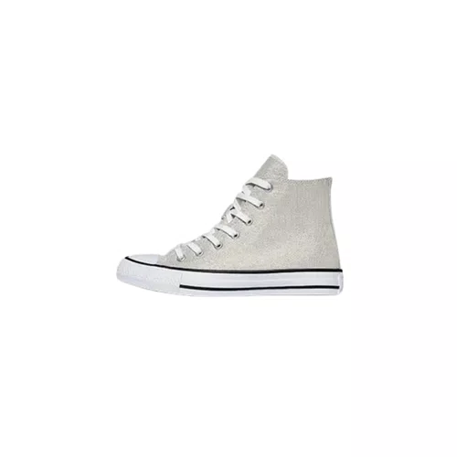 Tênis Cano Alto Teen Chuck Taylor Prata e Branco All Star