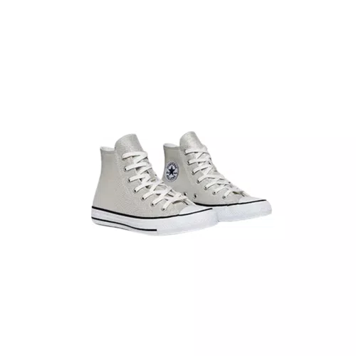 Tênis Cano Alto Teen Chuck Taylor Prata e Branco All Star