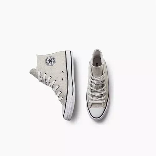 Tênis Cano Alto Teen Chuck Taylor Prata e Branco All Star