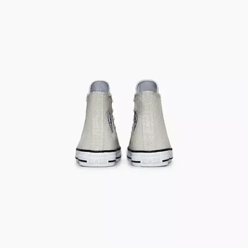 Tênis Cano Alto Teen Chuck Taylor Prata e Branco All Star