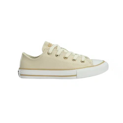 Tenis Cano Baixo Couro Bege Teen All Star