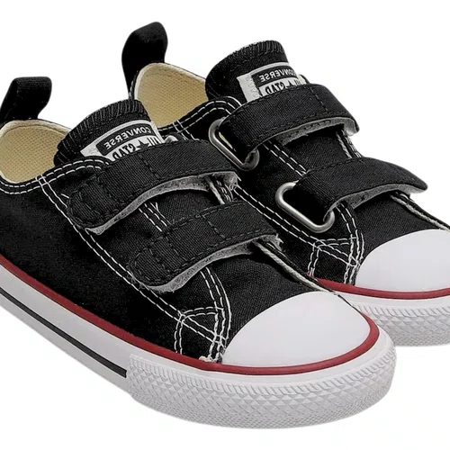 Tenis Cano Baixo Velcro Lona Baby Preto All Star