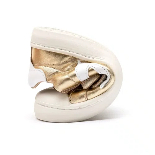 Tênis Couro Hopper Kids Dourado Metal Gold Tip Toey Joey