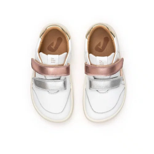 Tenis Couro Landy Rose Gold White Tip Toey Joey