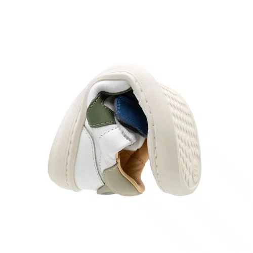 Tenis Couro Landy White Navy Blue Tip Toey Joey