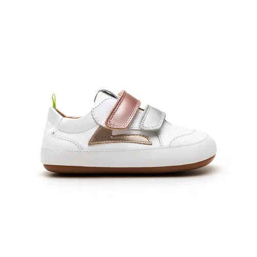 Tenis Couro Landy White Rose Gold Branco Tip Toey Joey