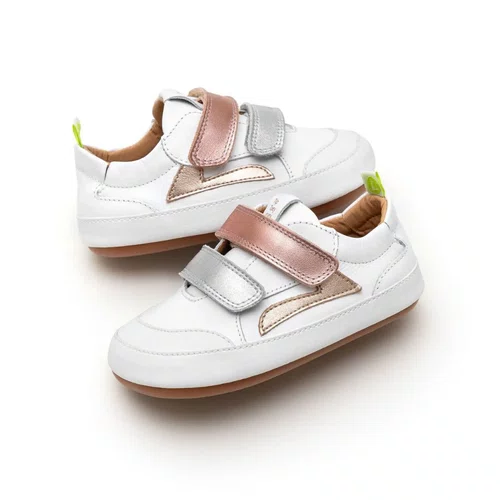 Tenis Couro Landy White Rose Gold Branco Tip Toey Joey
