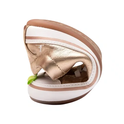 Tenis Funky 20 Couro Dourado Metalic Salmon Tip Toey Joey