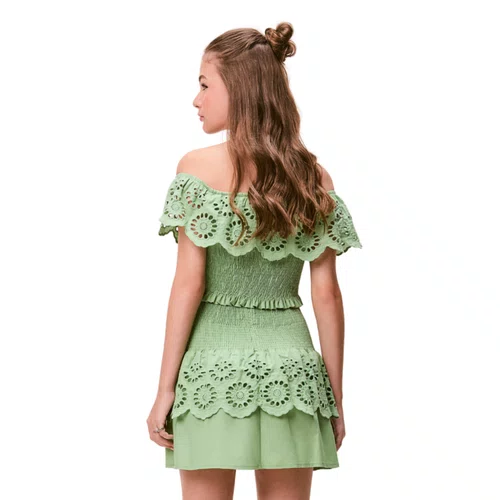 Top Babado Bordado Verde Cidreira Authoria