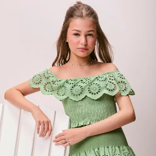 Top Babado Bordado Verde Cidreira Authoria