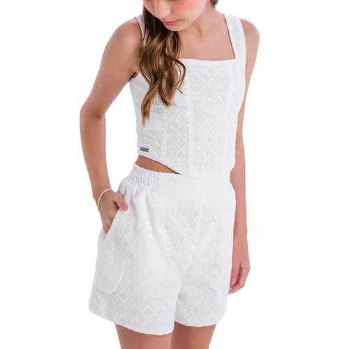 Top Cropped Laise Branco Vanilla