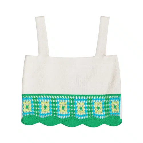 Top Cropped Tricot Barrado Off White Authoria